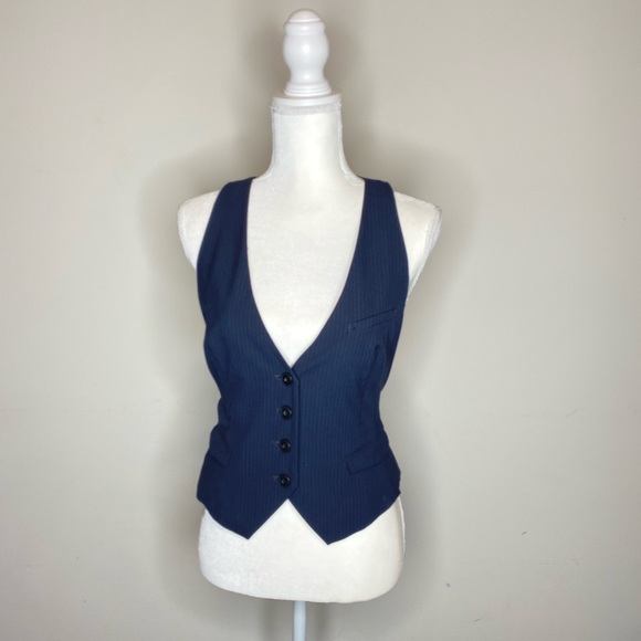 EUC Gap Navy Blue Pin Stripe Vest S - Picture 1 of 8